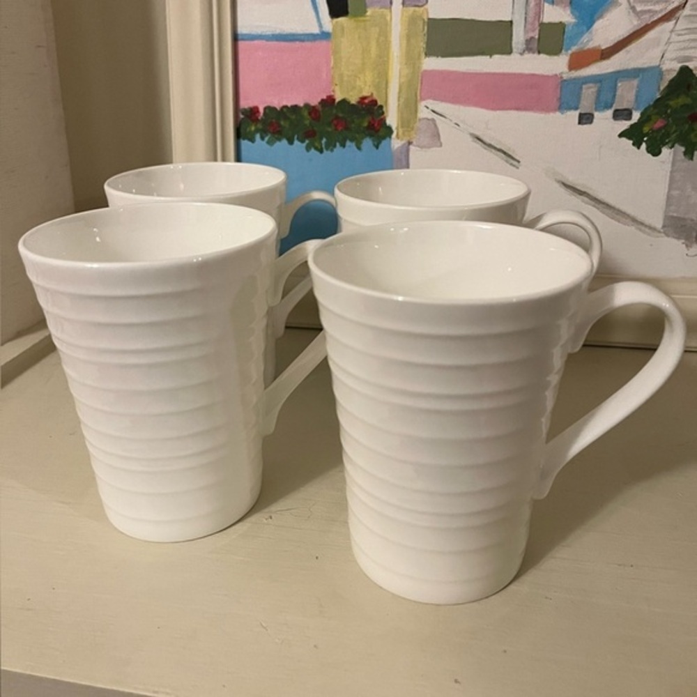 Mikasa Ciara Elegant White Ceramic 10 oz. Mugs Set of Four - Picture 12 of 15